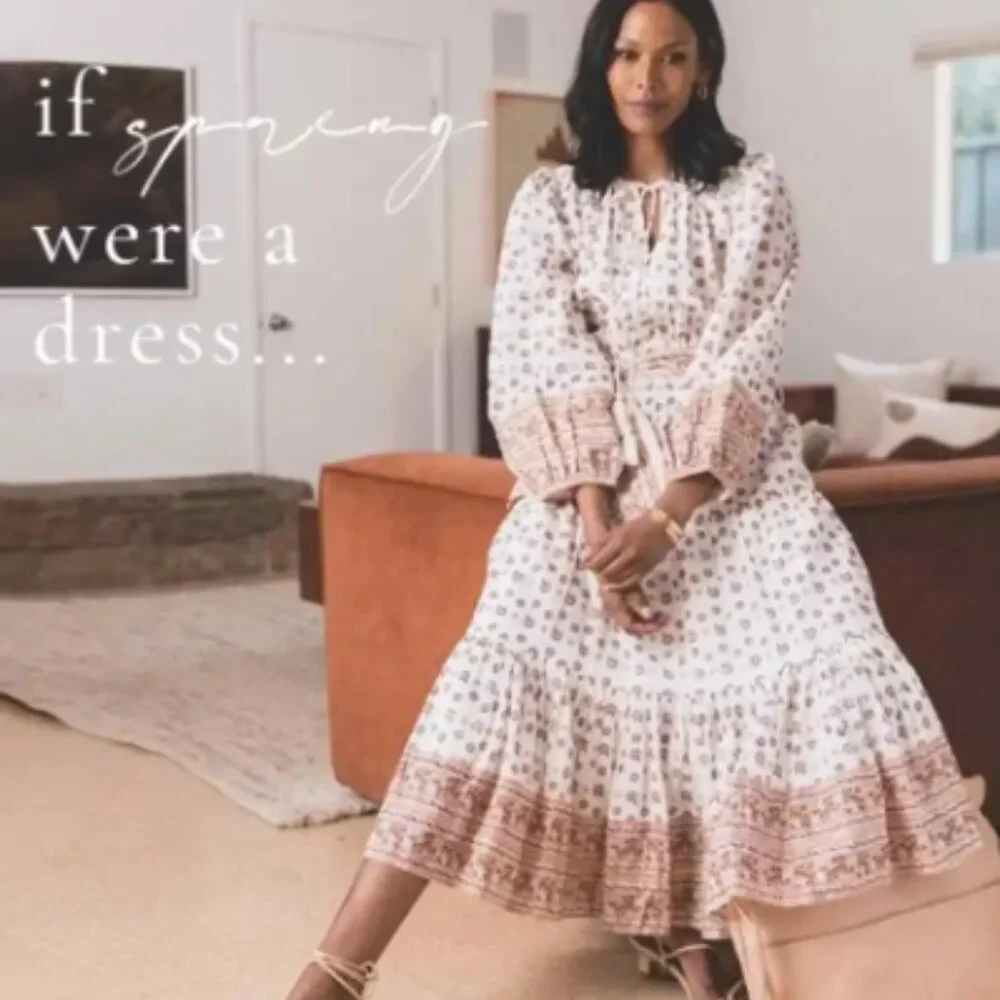 NWT Cleobella | Blakely Cotton Long Sleeve Midi Dress L - Picture 2 of 9